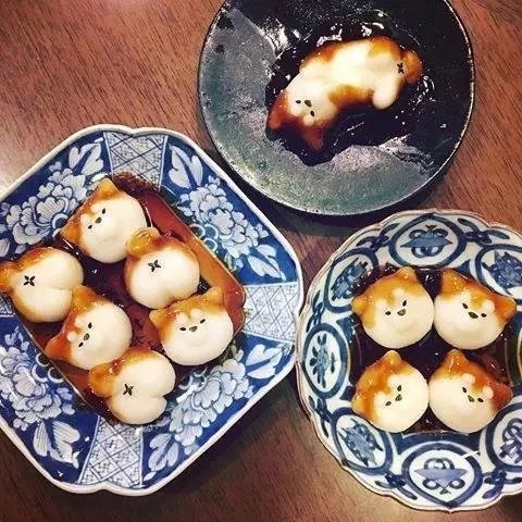 喜欢甜点的猫：柴犬饺子